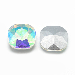 Cabochons en verre avec strass de dos avec point&nbsp;RGLA-T032-12x12mm-02