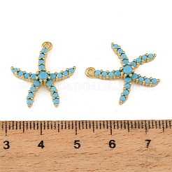 Pendentifs en laiton sertis de micro-pavés de zircone cubique bleu ciel profond&nbsp;CU-CBAF17A-07G-03