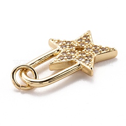 Pendentifs en laiton sertis de micro-pavés de zircones cubiques transparentes&nbsp;ZIRC-M114-08G