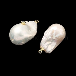Pendentifs en laiton et perle sertis de micro-pavés de zircone cubique&nbsp;KK-H259-13A-G01