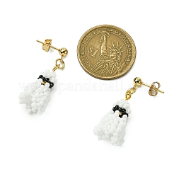 Pendientes colgantes de acero inoxidable 304 y cuentas de vidrio hechas a mano&nbsp;EJEW-MZ00358