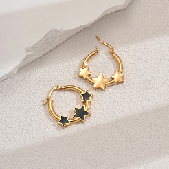 Élégantes boucles d'oreilles créoles en acier inoxydable 201 en forme d'étoile&nbsp;SL4993