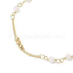 2 pz 2 stili catene in ottone fatte a mano con bracciale a maglie in vetro sfaccettato e set di bracciale ad anello&nbsp;BJEW-JB11772