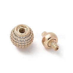 Messing Silber Micro Pave klare Zirkonia Schraubverschlüsse&nbsp;KK-U052-40G
