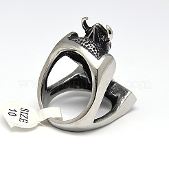 Personalisierter 304 Edelstahl Totenkopf mit Thorshammer Breitbandringe für Männer&nbsp;RJEW-F018-05