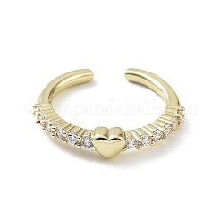 Offene Ringe in Herzform mit Mikropavé-Beschichtung aus klarem Zirkonia aus Messing&nbsp;RJEW-D020-12G