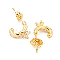 Latón micro pave aretes de circonita cúbica transparente&nbsp;EJEW-U009-02G