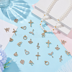 24 Stück 12 Stile Legierung Kristall Strass Anhänger&nbsp;FIND-WR0012-69