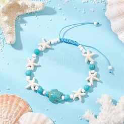 2 bracelet tressé en perles synthétiques teintées de turquoise et de magnésite pour femmes&nbsp;BJEW-JB11532