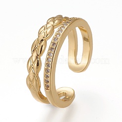 Anneaux de manchette en laiton micro pave zircone cubique&nbsp;RJEW-Z003-10G