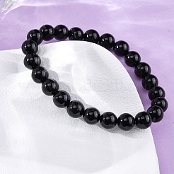 Stretch-Armbänder aus natürlichem Turmalin mit runden Perlen für Männer und Frauen&nbsp;BJEW-G743-01A