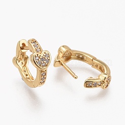 Boucles d'oreilles huggie huggie en laiton micro pave clair&nbsp;EJEW-L231-42G
