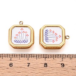 Bedrucktes Quadrat aus Edelstahl 304 mit Blumenanhängern&nbsp;STAS-T071-24D-G