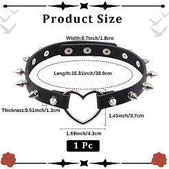 Regolabile regolabile gotico pu pelle lega rivetto a punta cuore collane girocollo per le donne&nbsp;NJEW-WH20816-006P-B