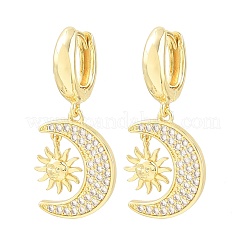 Boucles d'oreilles créoles pendantes en laiton serties de micro-pavés de zirconiums cubiques&nbsp;KK-CBA8324-05B-G