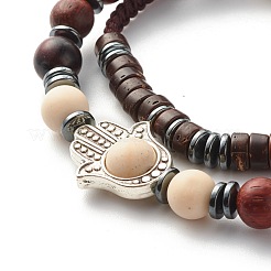 Ich liebe dich Morsecode Stretch-Armbänder Set&nbsp;BJEW-JB07352-01