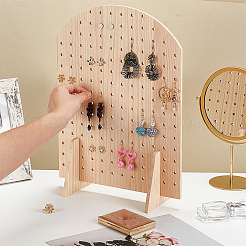 Bogenförmige Ohrring-Organizer-Ausstellungsständer aus Holz&nbsp;ODIS-WH0043-103