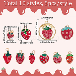 50 pièces 10 styles pendentifs en émail en alliage plaqué or clair&nbsp;ENAM-BM0001-36