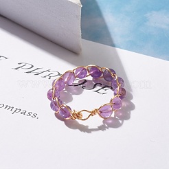 Natur- und Synthetik-Mischsteinperlen-Fingerring&nbsp;RJEW-JR00439