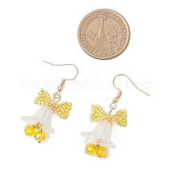 Boucles d'oreilles pendantes en forme de fleur en acrylique&nbsp;EJEW-MZ00591-01
