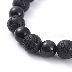 Bracelets extensibles en pierre de lave naturelle&nbsp;BJEW-JB04506-03