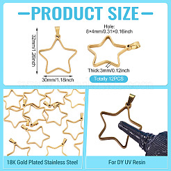 12 pendentif à lunette arrière ouverte en acier inoxydable 304&nbsp;STAS-TA0006-50B