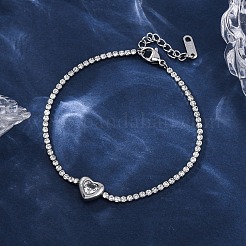 Bracelets à maillons en acier inoxydable 304 avec zircone cubique pour femmes&nbsp;NJEW-Z067-01P-02