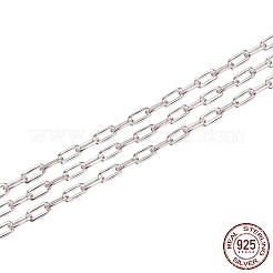 Anlaufschutz rhodinierte 925 Sterling Silber Büroklammerketten&nbsp;STER-WH0011-07P