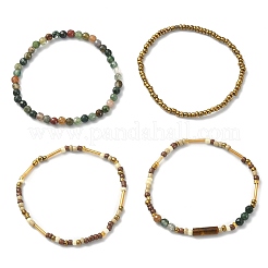 Ensemble de bracelets extensibles en agate indienne naturelle&nbsp;BJEW-JB09458