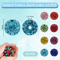 96 Stück 8 Stile Pflastern Disco Ball Perlen&nbsp;RB-GA0001-03