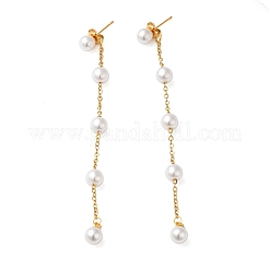 Orecchini pendenti in acciaio inossidabile 304 con perle di plastica&nbsp;EJEW-Q386-02B-G