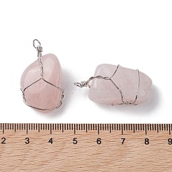 Natürliche Rosenquarz-Kupferdraht umwickelte Anhänger&nbsp;G-C110-06A-P