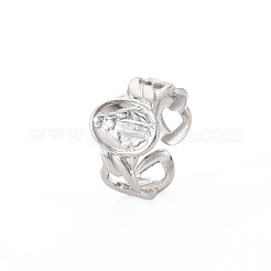 Anello aperto con polsino piatto rotondo in acciaio inossidabile 304 anti-ossidazione con vergine maria per donna&nbsp;RJEW-S405-176P
