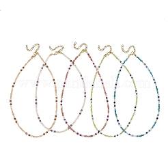 Colliers de perles rondes à facettes en pierres naturelles mélangées&nbsp;NJEW-JN06430