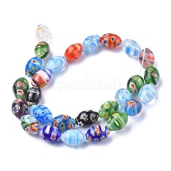 Fatti a mano ovale perle di vetro millefiori fili&nbsp;LK-R004-84