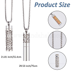 2 Arten 304 Edelstahl Box Kette Hohlsäule Parfümflasche Anhänger Halsketten&nbsp;NJEW-FH0001-19