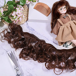 Pp Puppenperücke langes lockiges Haar&nbsp;DIY-WH0591-249C-20