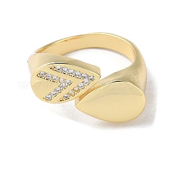 Placage en rack laiton micro pavé de zircone cubique anneaux de manchette ouverts&nbsp;RJEW-M158-02G