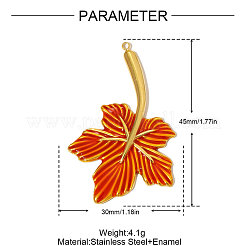 Herbst 304 Edelstahl Emaille Anhänger&nbsp;STAS-OY005-13G