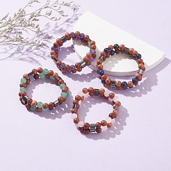 Bracelets extensibles en perles de bois naturel&nbsp;BJEW-JB06515