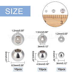 30 pz 3 perline in acciaio inossidabile stile 201&nbsp;STAS-PH0003-41