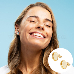 Supports de boucles d'oreilles à tige rondes et plates en acier inoxydable 304&nbsp;STAS-UN0060-74D-G