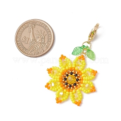Decorazioni pendenti a forma di girasole con perline di vetro&nbsp;HJEW-MZ00334