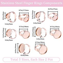 10 pieza de 5 anillos de dedo de acero inoxidable 201 ajustables de tamaño 17.5~18.&nbsp;RJEW-BBC0001-10