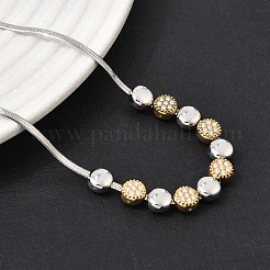 Collana con ciondolo a catena piatta a serpente in acciaio inossidabile 304 bicolore con micro pavé di zirconi cubici trasparenti&nbsp;SA-CBAB122-01A