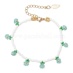 Braccialetti con ciondoli floreali in perline di vetro per donna&nbsp;BJEW-MZ00306-04