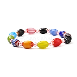 Simpatico braccialetto elasticizzato con perline color caramello per ragazze adolescenti&nbsp;BJEW-JB06935