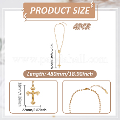 4 pz. Collana con ciondolo a forma di croce di Gesù in ottone&nbsp;NJEW-GO0001-16