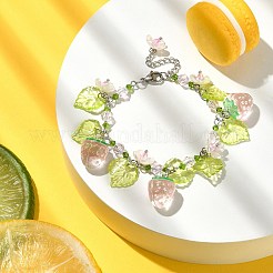Braccialetto con ciondolo a forma di fiore in vetro&nbsp;BJEW-JB09435-03