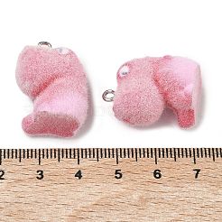 Pendentifs en résine opaque floqués&nbsp;RESI-F064-A14